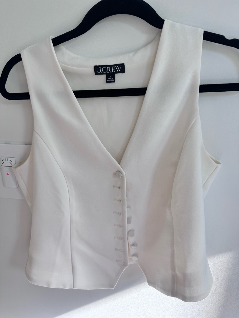 J. Crew Cream Sleeveless Button-Front Vest